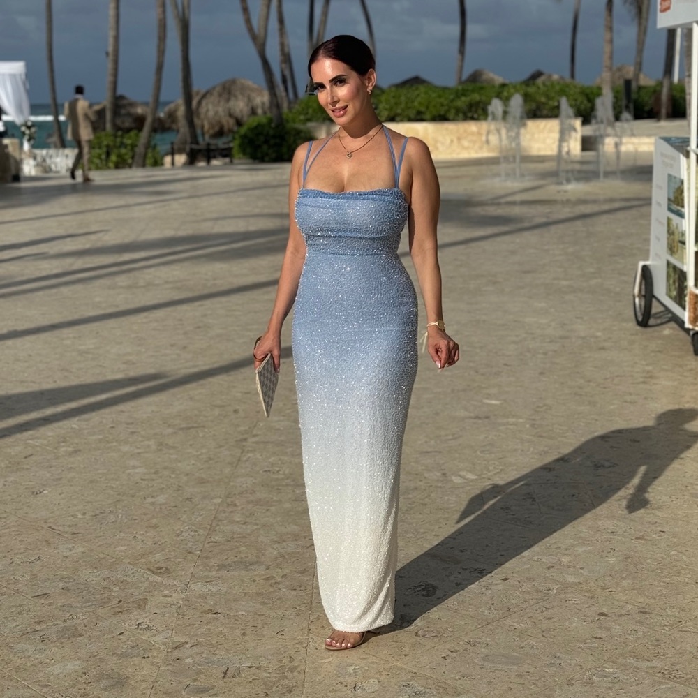 Turn heads in this stunning ombré blue gown